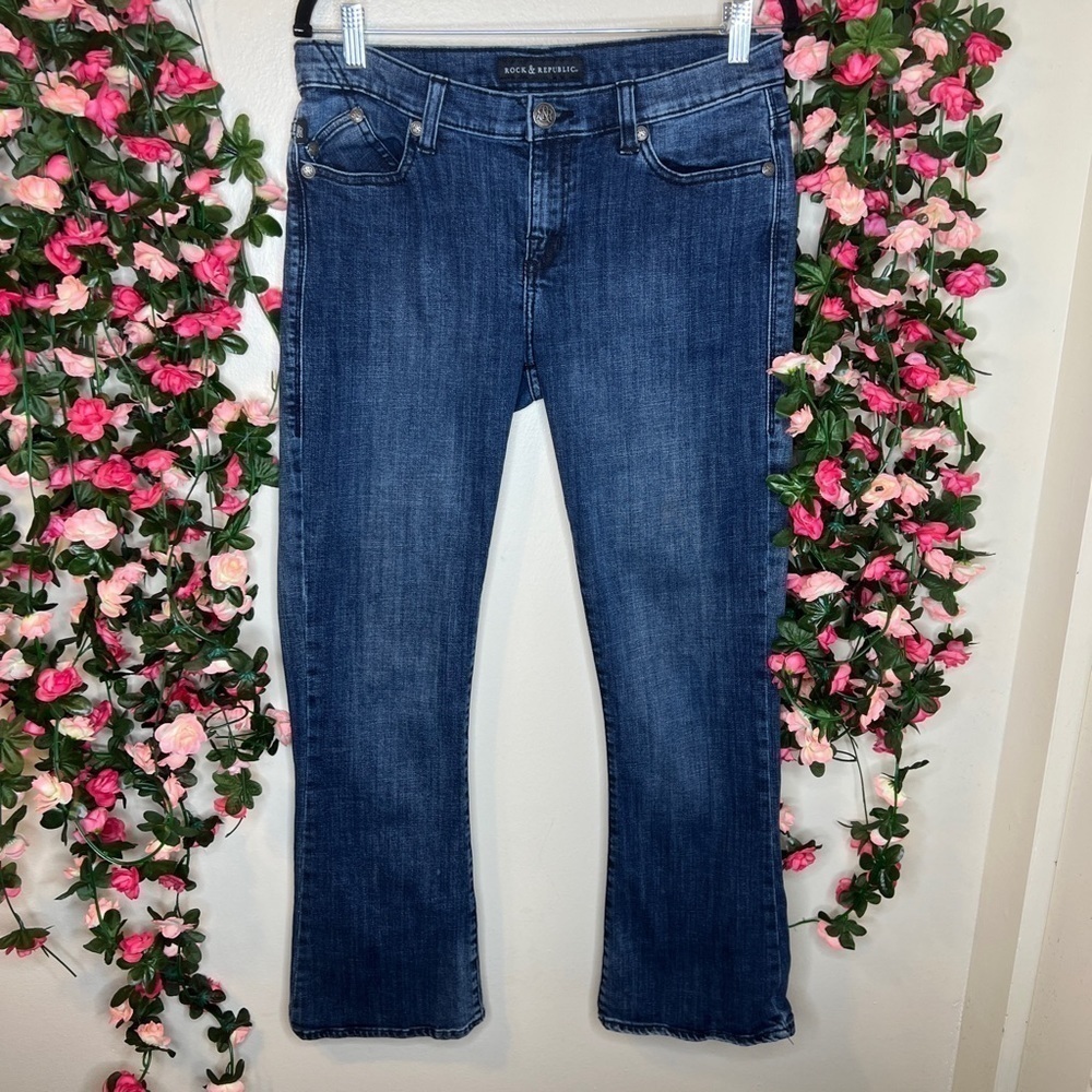 Rock & Republic Kasandra Bootcut Denim Blue Jeans Womens 12 Casual Stretch